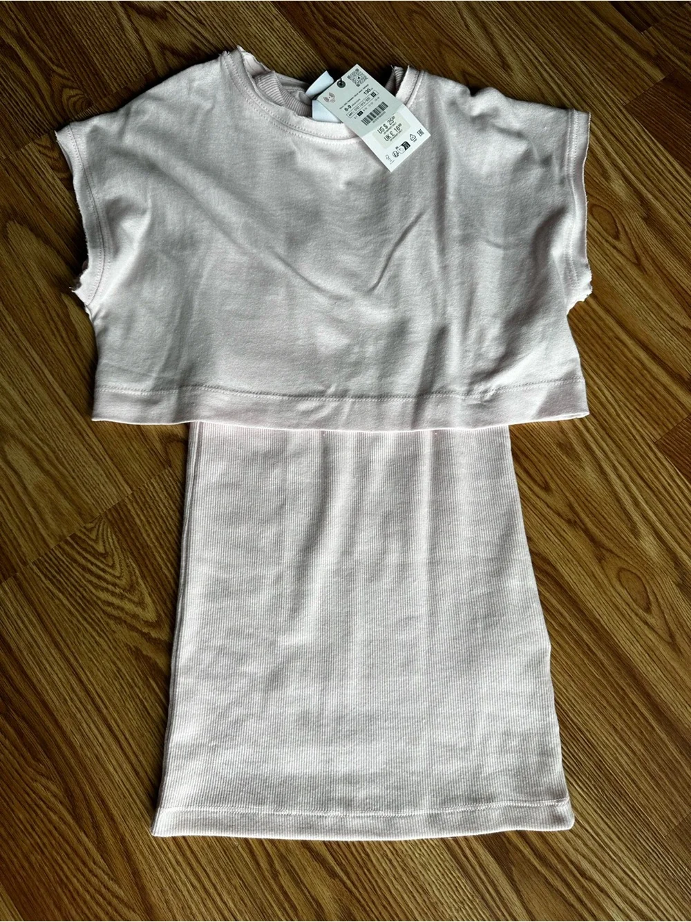 Zara Pale Pink Layered Knit Dress with Crop Top